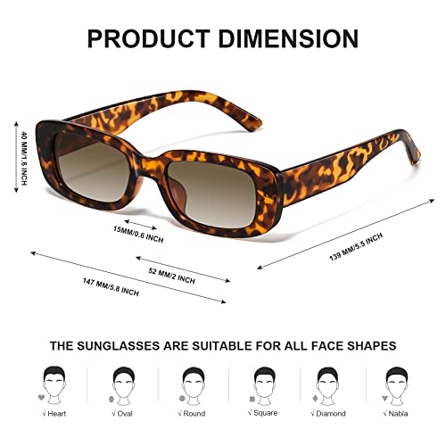 Image of JASPIN Rectangle Sunglasses for Women Men Trendy Y2k Retro 90s Sun Glasses UV Protection Cool Square Frame