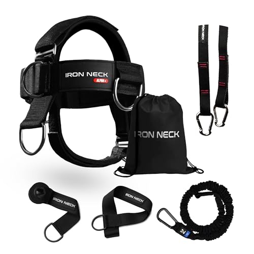 Iron Neck Trainer Alpha Plus Neck Harness and Medium Kit for Strength Training, Posture Correction, Muscle Building, and Pain Relief