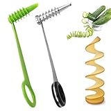 2 Piezas Cortador en Espiral de Patatas, Cortador de Verduras en Espiral, para Barbacoa,Patatas Fritas Zanahorias Pepinos