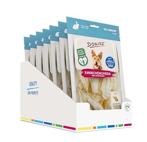 DOKAS Kaninchenohren – Getreidefreier Premium Snack aus 100% Kaninchen für Hunde