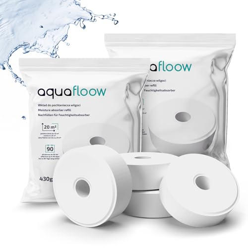 Aquafloow Pastilles de recharge pour déshumidificateur d'air, Réduisent l'humidité et les mauvaises odeurs, Pack de recharge compatible avec le...