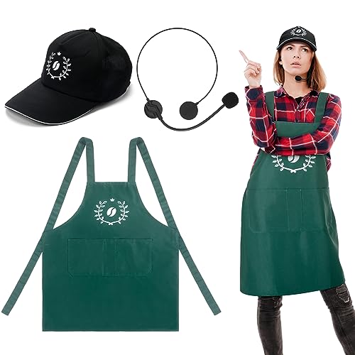 Barista Apron Halloween Costume with Hat and Microphone