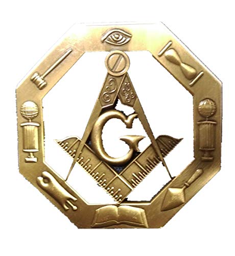Gold 3D Masonic Mason Freemasonry Car Cut-Out Metal Auto Decal Badge Emblem C505