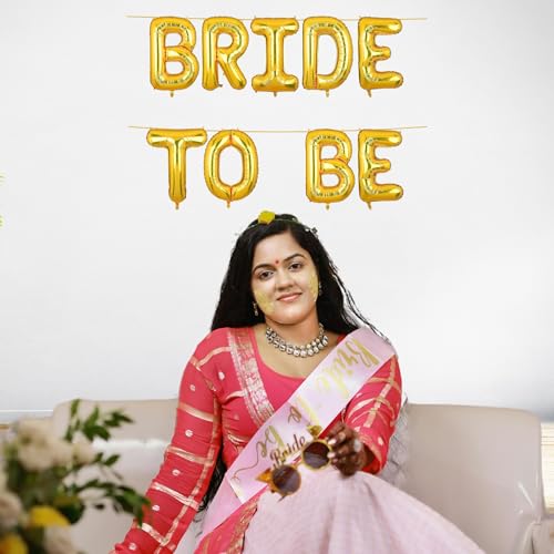 Image of Bride To Be Banner Gold for Wedding Home Girls Foil Balloon Decoration Decor Celebration Golden