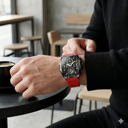 Image of V2A Impact-KUBIX 5410 Analog-Digital Watch for Men | Trendy Tonneau Shape | Bold Fashion Performance Watch with 3 Time Zones, Countdown, 50M Water Resistance, Alarm & Stopwatch
