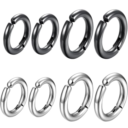 4 Pares Falsos Pendientes clip de piercing Acero Inoxidable Hombre Pendientes Clip Pendiente Mujer Pendientes Sin Agujero Pendiente Unisex mujeres hombres pendientes 10mm 12mm