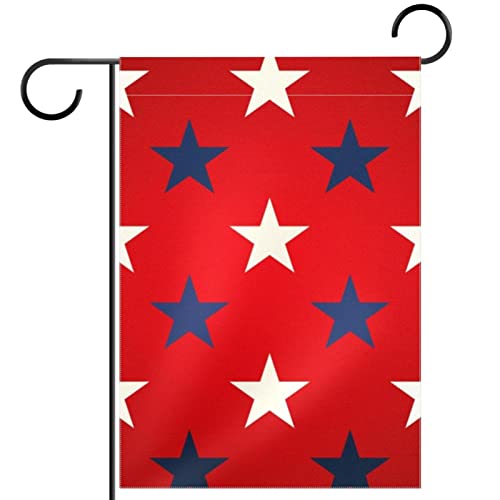 Papel pintado de estrellas azul y blanco, bandera de jardín vertical de doble cara, decoración de patio de granja de temporada