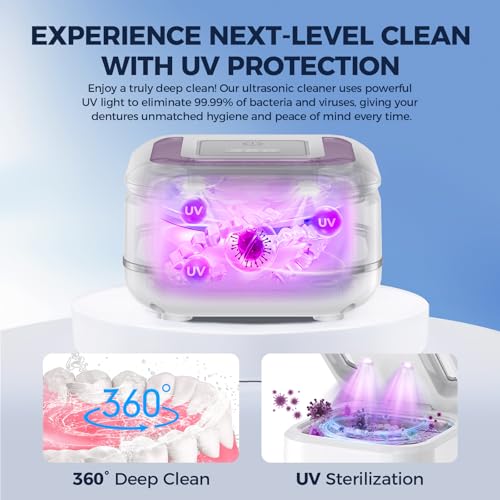 Ultrasonic Retainer Cleaner, 42Khz Ultrasonic Tooth Cleaner With Visible Window And Two Modes,180Ml Ultrasonic Tooth Cleaner For Dentures, Retainer, Mouth Guard, Aligner, Jewelry - 4