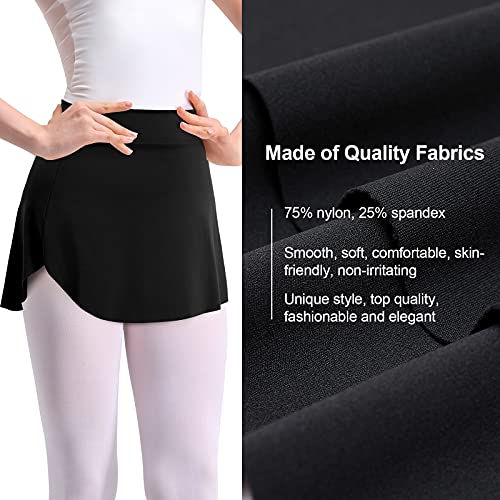 Monbessi Ballet Skirt Women Pull On Elastic Waist Wrap Dance Skirt For Girls (Black, S) #TOP2