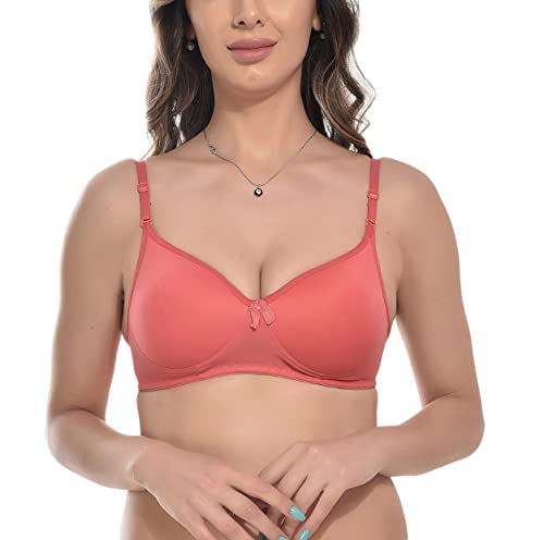 Image of FIMS - Fashion is my style Women Cotton Blend Solid Padded Non-Wired Full Coverage Seamless Bra Multicolor Pack of 6 Cup- B