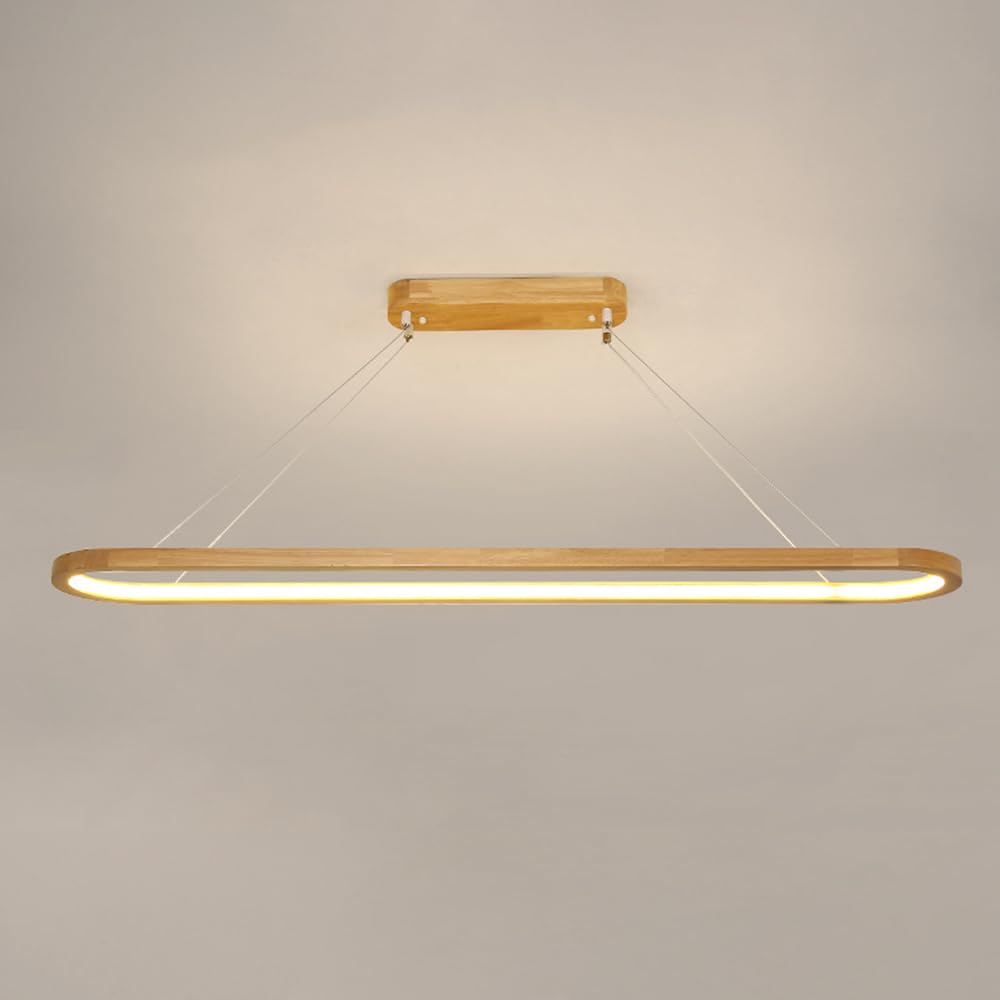 Lampe suspendue linéaire en bois anti-éblouissement, lustre LED moderne de table