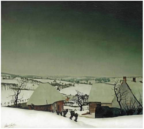 SERENDIPITP Bilder Moderne Druck Leinwand Malerei GemäLde Kunst Bilder Winterlandschaft Valerius De Saedeleer Wandkunst Graffiti für Wanddekoration 60x90cm