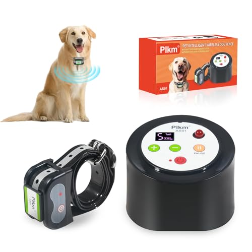 Plkm 2026 Newest Dog Wireless Fence Intelligent Pet Electric Containment System, Transmitter AI Smart Alarm Dog Out of Range Reminder, 360° Strong Signal Coverage, Display Receiver Battery Level