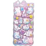 立体シール シール おしりにパンダ・ウサギ・クマ 動物スクイーズシール 3D 立体マシュマロ風 ふわふわもちもち デコレーションステッカー 子供大人用 手帳スマホ対応 (月ウサギ)