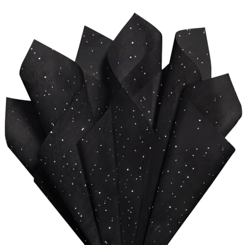 120 Sheets 14 x 20 Inch Black Glitter Tissue Paper for Gift Bags