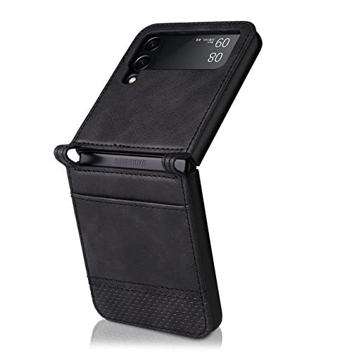 Étui en cuir pour Samsung Galaxy Z Flip 3 5G et Flip 4 antichoc avec porte-carte