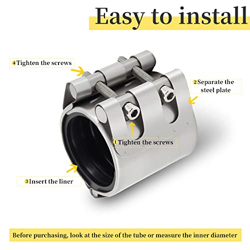 Pipe Repair Clamp 2 Inch (2.2"-2.3"), Copper/Water Pipe Leak Emergency Repair Kit (56Mm-59Mm), Stainless Steel Leak Sealer Joint Clamp For Plastic & Metal Pipes #TOP5