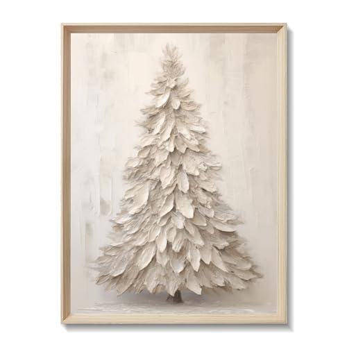 FAEKSUR Framed Christmas Wall Art Prints, Winter White Christmas Pine Trees Landscape Wall Art for Living Room, Rustic Xmas Home Decor for Bedroom, Bathroom, Kitchen, Farmhouse, Office