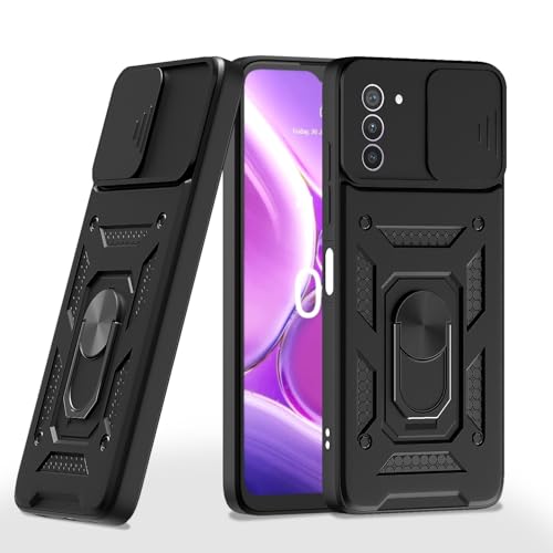 Image of Pikkme D10 Tough Armor Bumper Case | 360 Protection Case | Sliding Camera Shield Cover & Ring Holder Stand Back Cover for Nokia G42 5G (Black)