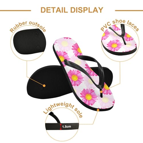 Pink Flowers Blossom Flip Flops for Beach Thong Sandals Anti-slip Lightweight Beach Shoes for Indoor Outdoor House3