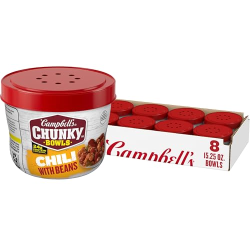 Campbell’s Chunky Chili With Beans, 15.25 oz Microwavable Bowl (8 Pack)
