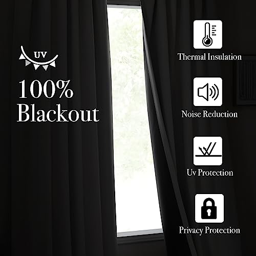 image for NICETOWN Greyish White 100% Blackout Curtains 84 inches Length, Pinch 