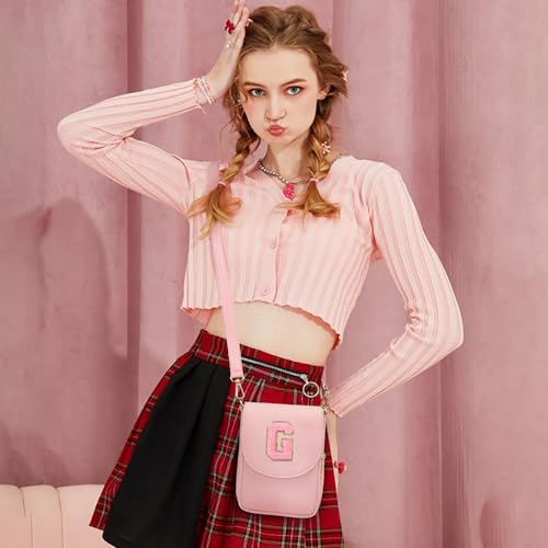 Image of Viverte Crossbody Purse for Teen Girls Small Initial Cell Phone Toddler Purse Leather Triple Compartment Crossbody Bags