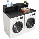 Royxen Laundry Countertop with 2-Tier Shelf Universal Fit, Washer and Dryer Countertop with Storage Space, Shelf Height 11.5 Inches, Solid Wood, Black