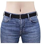 No Show Women Belts SANSTHS Invisible Elastic Stretch Belt with Flat Buckle for Jeans Pants Dresses