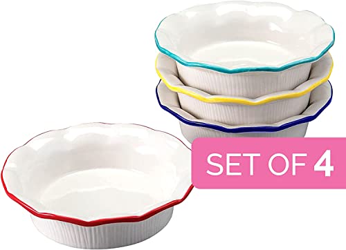 Aunt Shannon's Kitchen Ceramic Mini Pie Pans - Set Of 4-5.5 Inch Pie Pans With Classic Fluted Rims - Multifunctional Pot Pie Pans For Pot Pies, Quiches, Tarts, Puddings, Sauces And More #TOP2