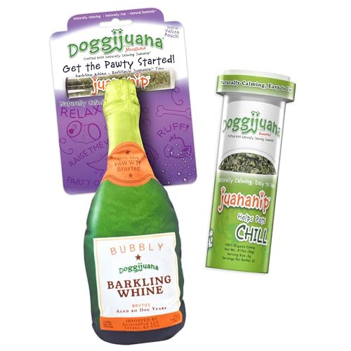 Image of Doggijuana Barkling Whine Bundle | Refillable Plush Toy + Juananip | Refillable squeaky plush dog toy + organic calming catnip; eases anxiety, stress & storms; drug-free, hand-harvested