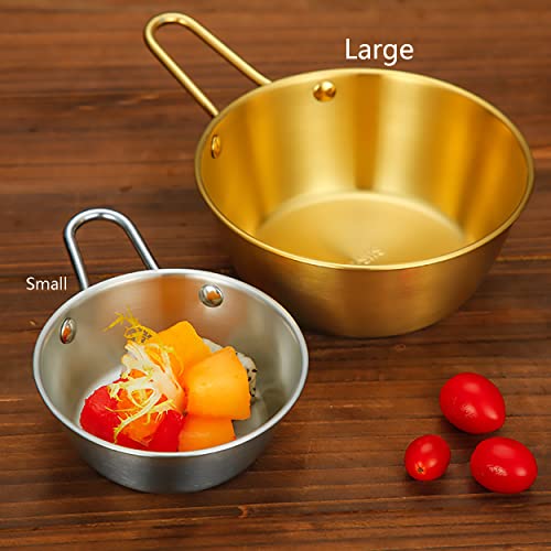 Dadamong 2Pcs Makgeolli Bowls, 304 Stainless Steel Korean Traditional Bowls Round Rice Bowl Wine Cup With Handle, Hiking Soup Dish Food Bowl Camp Cup (Small: 6.5Oz, 3.9Inch, Silver) #TOP2