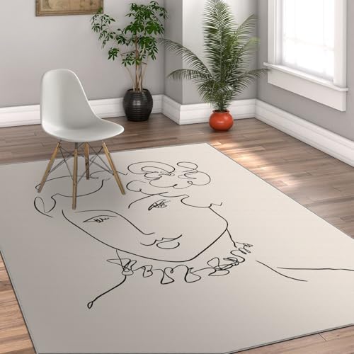 Tapis salon vert sauge abstrait pour créer une ambiance chambre cocooning