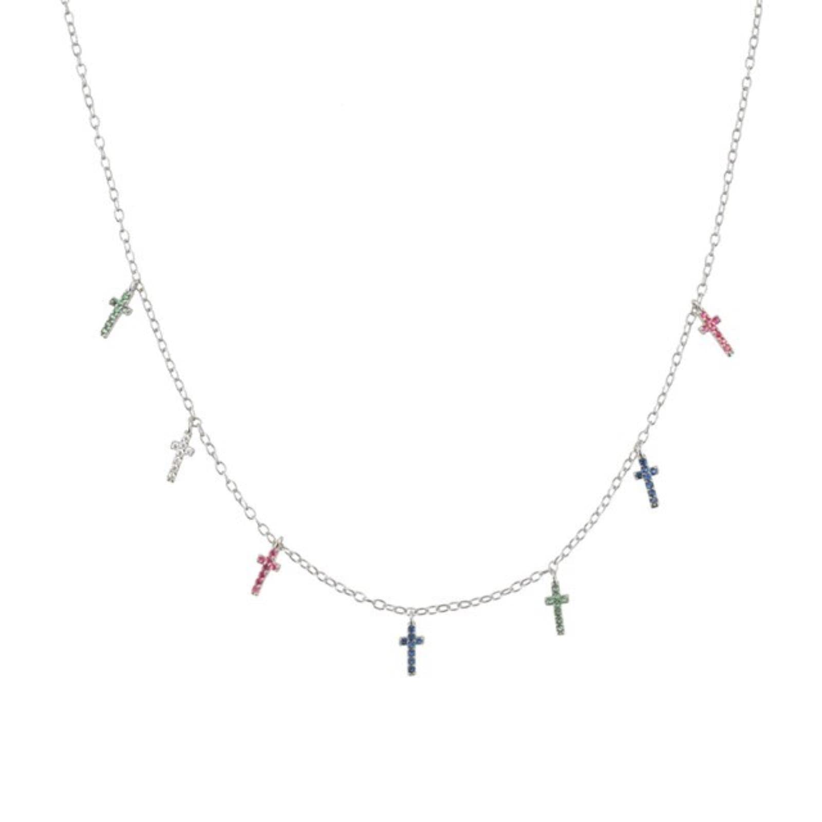 Collana girocollo lunga con ciondolo a forma di croce in argento sterling 925. Accessori per gioielli di punk rock. Regalo di nozze