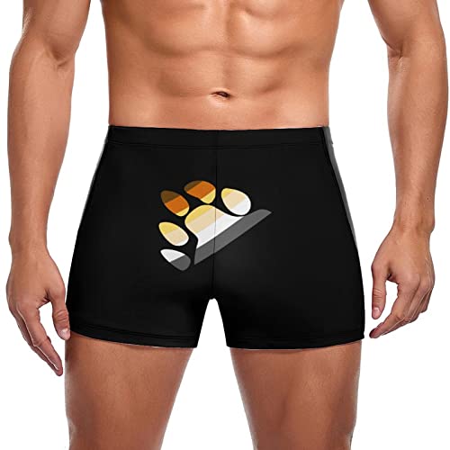 Gay Bear Pride Paw Men's Square Leg Swim Trunks Sport Boxer Bathing Suit Summer Beach Brief Elastic Swimwear