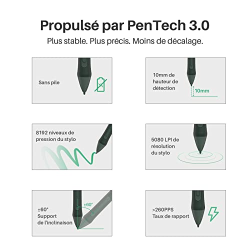 Stylo numérique PW110 vert stylet de remplacement Inspiroy 2 à boutons - 4