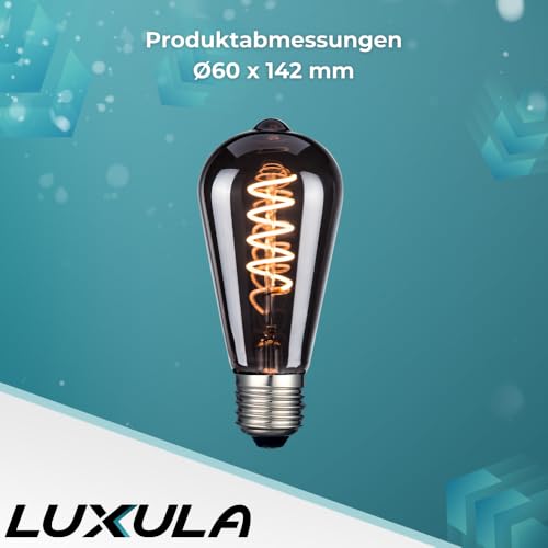 LUXULA 4 Stück LED Filament SPIRAL Smoke, Edison ST64 E27, 4W 40lm – Ansicht 4