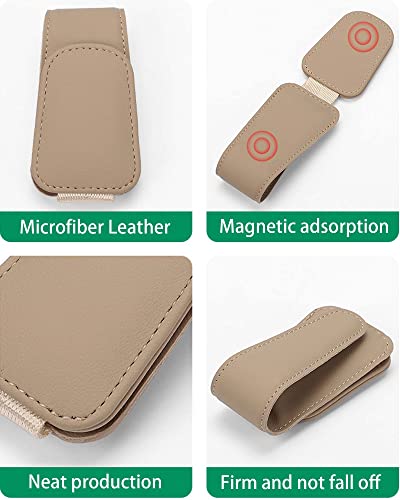 JEJA Brillenhalter für Auto Sonnenblende, Leder Sonnenbrillen Halterung für Auto Visier Zubehör, Ticket-Kartenclip, Schwarz