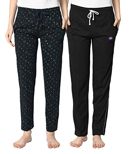 Image of Mack Jonney Cotton Blended Regular Fit Trackpants for Women(Pack of 2)-D1 PRT 1Nvy D1 Ant 02-P