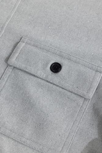 Image of SNITCH Light Grey Solid Cotton Shacket Shirt