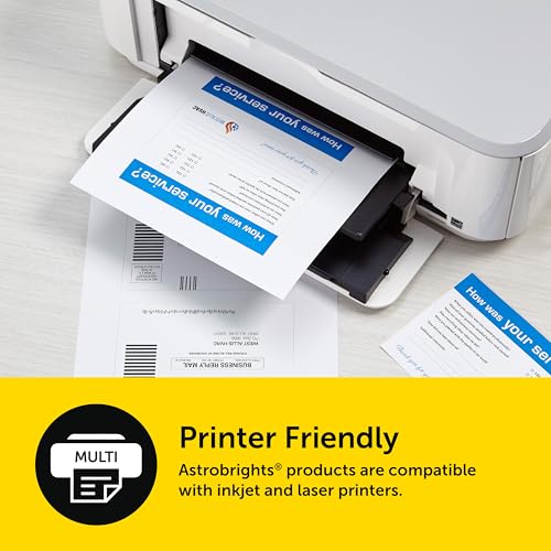 Premium Astrobrights White Cardstock, 8.5\" x 11\", 110 lb. Index, 94 Brightness, 235 Sheets - More Sheets, Heavyweight Astro White Card Stock for Invitations, Business Cards, Crafts and Printing