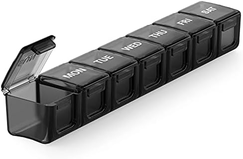 Sukuos Extra Large Pill Organizer, Weekly Pill Box, Pill Case with Clear Lid, Arthritis Friendly Medicine Organizer for Vitamins, Fish Oils or Supplements, BPA Free Medicine Organizer, Easy to Clean