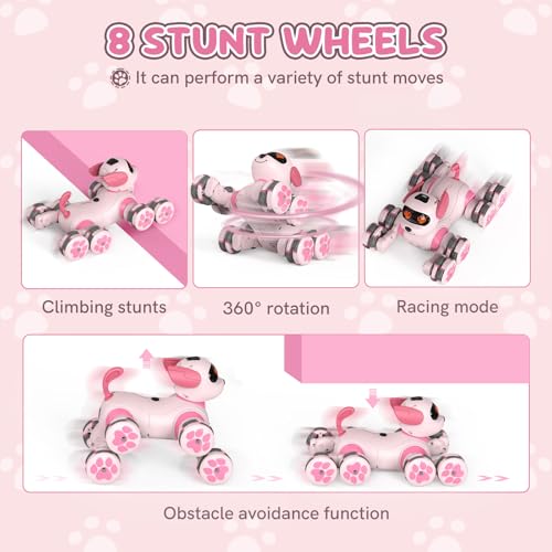 Paaxido 8WD Stunt RC Car Robot Dog Toys for Girls Age 3+, 2.4GHz Remote Control Car Dog Toys with LED Eyes, Smart Interactive Programmable Robot Gift for Boys & Girls Age 3 4 5 6 7 8 Year Old by Paaxido - Used condition - Image 2