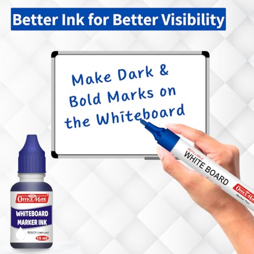 Image of Soni Officemate Whiteboard Marker Ink -15ml | Pack of 4 (Blue)| Smooth, Easy Wipe, Long-Lasting Ink | Eco-Friendly & Bright