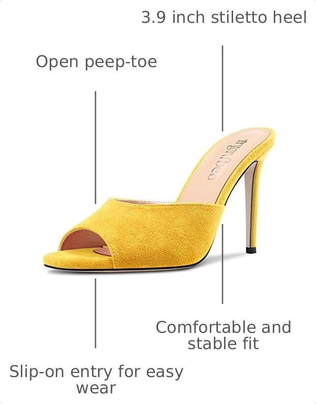 Image of TNYNFBEB Women Stiletto High Heel Peep Open Toe Sandals Slingback Slip-on Wedding Office Cute Basic Classic 3.9 Inches Heels