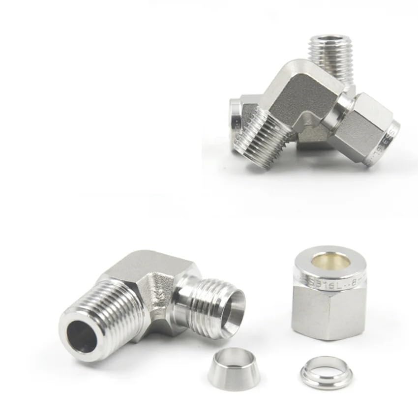 1PC Elbow Double Ferrule Compression Fitting 316 Stainless Steel 30MPa 1/8 1/4 3/8 1/2 6 8 10 12mm Lock * Male BSPT(1 INCH*1 INCH)
