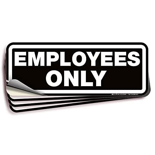 iSYFIX Employees Only Signs Stickers, 8x3 Inch, 4 Pack