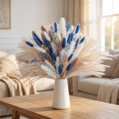 Ramo de flores secas Blue Pampas Grass y Bunny Tails miniatura 3