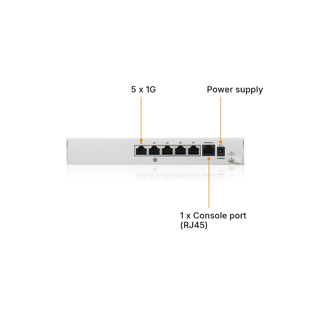Zyxel High Speed Cyber Security Firewall | Recommended up to 15 Users | Nebula Cloud | Hardware Only [USGFLEX50H] | 5x Gigabit Porty, 2 Gbps SPI Throughput, Bezwentylatorowy, RJ-45 Console, IPSec/SSL VPN, IPS, Anti-Malware