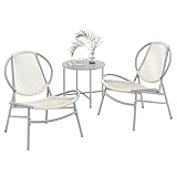 SONGMICS Balkonmöbel, 3er Set, Gartenmöbel-Set, aus PE-Polyrattan, Outdoor, mit Tisch, 2 Stühlen, für Terrasse, Garten, Balkon, Taubengrau GGF021GZ01